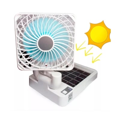 Picture of Solar AC DC Charger Fan Portable folding 2 in 1 Solar+electric rechargeable fan White 