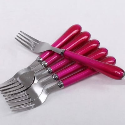 Picture of 6 Cutlery Set Fork Spoon Set /Stainless Steel Pink 
