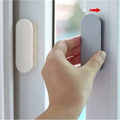 Picture of 1 pcs Self-Stick Drawer Knobs Instant Cabinet Drawer Handle Helper Kitchen Cabinet Door Window Drawer Auxiliary Pulls Convenient Opening Stick-on Handles Push Pull Helper Off White 