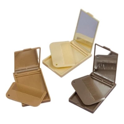 Picture of Travel Makeup mirror with comb Easy to carry anywhere, Built-in Mirror – Quick touch-ups anytime Multicolor 