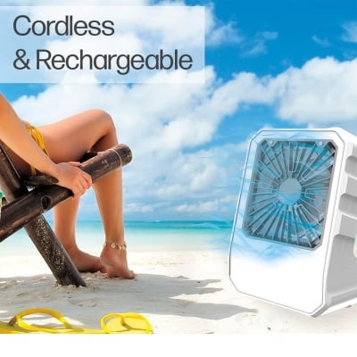 Picture of AC DC Fan Portable & Ultra Quiet Mist spray fan rechargeable dask fan White 
