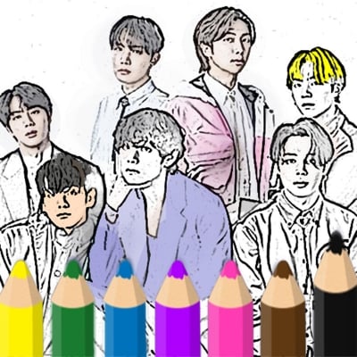 Picture of BTS Coloring Book: Bangtan Boys Coloring Books for KPOP Fans Multicolor A4