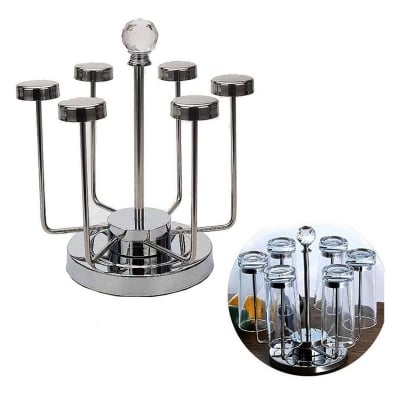 Picture of Modern Glass Holder Rotating stand Kitchen Rack Classical fashion rotation design Silver 