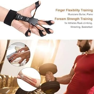 Picture of Exerciser Therapy Hand Grip Strengthener Finger Strength Trainer Black 