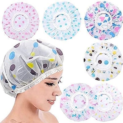 Picture of 1 pcs Shower Cap for Women, Reusable Waterproof Elastic Eva Free-Size Bathroom Shower Caps - For Homes, Spas, Salons, Hair Treatment, Beauty Parlors (multicolored and print) Multicolor 