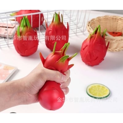 Picture of 2 Pcs Dragon Fruit Squishy Stress Ball Squeeze Fidget Toy for Kids & Adults | Sensory Stretch Ball for Anxiety Relief, Autism, ADHD & Focus | Soft, Durable Fruit Stress Toy Red 