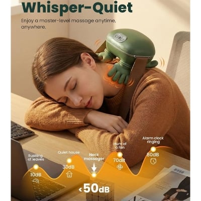 Picture of Bionic Heated Massager,Wireless Portable Shiatsu Neck and Back Massager,Electric Deep Tissue 4D Kneading Massage With 2 Intensity Levels and  Shoulder Neck Massager for Pain Relief | Deep Tissue Kneading with Dual-Zone Heat & 2-Speed Temperature Control Green 