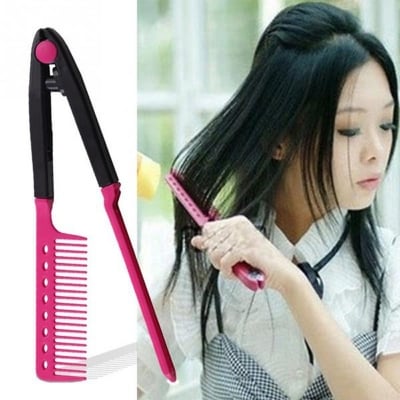 Picture of Women Ladies Curly Hair/ Straight Hair Universal Makeup V Type Hairdressing Comb  