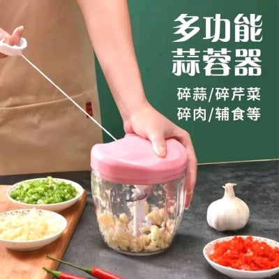 Picture of Manual chopper blender food processor slicer safe free durable household kitchen Pink 
