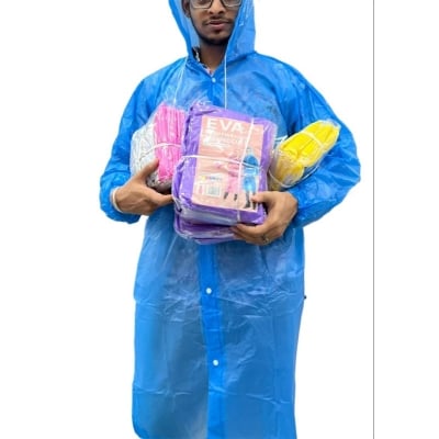 Picture of Waterproof Rain Coat for Men and Women, Hooded Raincoat with Pockets, Lightweight and Durable, Water Proof Reusable Raincoat with Hoodie for Adult, Unisex Blue 18years+