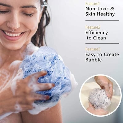 Picture of Bath Shower Loofah Sponge 60g Shower Ball Body Scrubber Exfoliating Bath Sponge Non-Toxic Material for Women and Men  