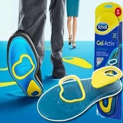 Picture of Silicone Gel Insoles with Orthotic Arch Support – Sport & Running Shoe Inserts for Men and Women | Massaging Insole for Shock Absorption, Heel Pain Relief, and All-Day Comfort for Walking, Running Blue Int: One size