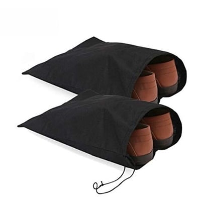 Picture of 2 Pcs Boots Storage Bag Reusable Dustproof Organizer for Boots Shoe Fabric Drawstring for Home and Travel Black 