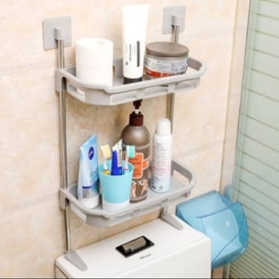 Picture of No Drilling Above Toilet Storage Shelves with Adhesive for Small Bathroom Over Toilet Organizer Add Space Sort and Storage Bathroom Supplies Multicolor 