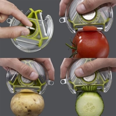 Picture of 3-in-1 Compact Rotary Vegetable Peeler Small Kitchen Gadget Tools Multicolor 