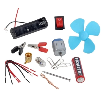 Picture of DIY Science Kit for Students, Electric Circuit Kit with Motor Fan Toy or for Project Work |Random Color| Black 