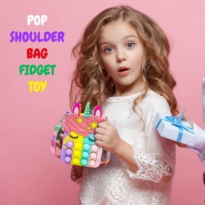 Picture of Party Propz Pop It Bag for Girls - 1Pc Unicorn Bags for Girls | Unicorn Bag | Popit Bag for Kids | Rainbow Purse for Kids | Unicorn Purse Rainbow 