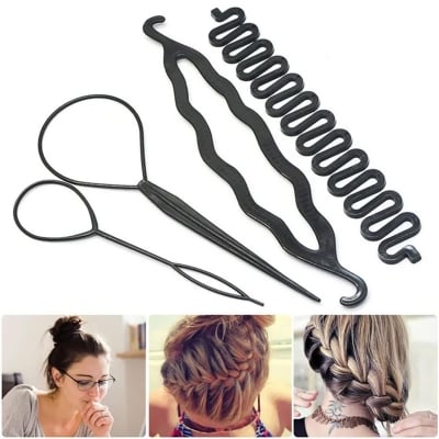 Picture of Hair Clips 4 Set Hairpin DIY Hair Braiding Braider Accessories Twist Bun Barrette Magic Hair Styling Tools for Women Black 
