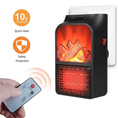 Picture of Room Heater With Remote Fireplace Flame for Bedroom Bathroom Office Home Indoor Multicolor 