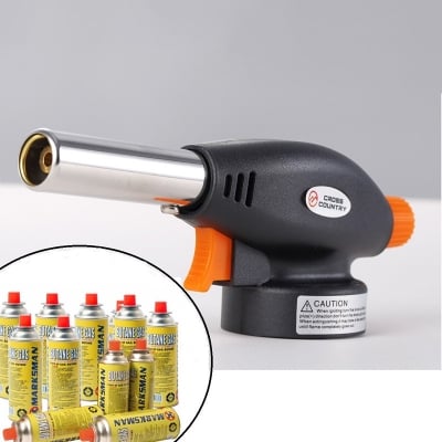 Picture of Butane Gas Blow Torch Burner Welding Auto Ignition Soldering BBQ Flame Thrower Kitchen Chief Camping Gas Torch Welding Lighter Butane Burner Portable Flame FireFor BBQ Multicolor 