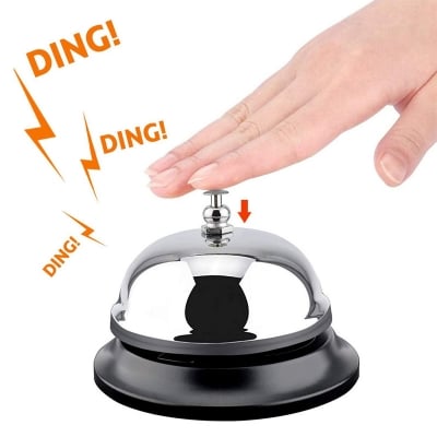 Picture of Service bell Hotel bell Desk bell Metal Anti-Rust Construction For Call Customer Service Restaurant Games Dinner Bell And Teacher Bell Silver 
