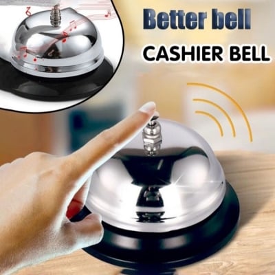 Picture of Dinner bell Desk Bell, Restaurant Call Bell hotel bell with Anti Slip Base Manual Meeting Bar Service Bell,1 pcs Premium bell calling bell Silver 