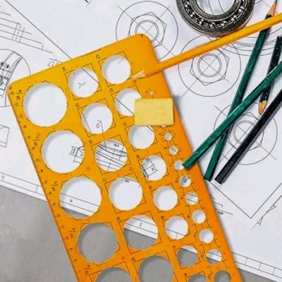 Picture of Plastic Metric Small - Medium Circles 1-31mm Diameter Drawing Shapes Template Stencil - 22cm Yellow 