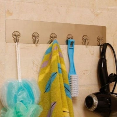 Picture of Self Adhesive Hooks for Wall Heavy Duty - 10kg Load Capacity Waterproof Transparent Wall Hooks for Hanging - No Drilling Nail Gold 