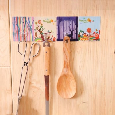 Picture of Strong adhesive hook no trace of nails bearing hanger wall mounted 3Pcs  