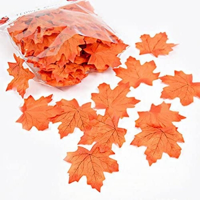 Picture of Maple Leaf Sticker 15 pcs  wall decore Autumn Fall look natural and realistic Wedding Decorations Orange 
