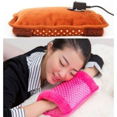Picture of Electric Hot Water Bag, Rechargeable Portable Hot Water Bottle, Heated Plush Hands Warmers Pouch for Winter, Comfortable Cold Warm Heating Water Bags Brown 