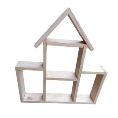 Picture of Floating Wall Hanging Shelf/Wooden Wall Shelves/Rack and Shelf/Display Shelf Hut Shape Stand for Home/Kitchen/Office/Bedroom/Living Room/Balcony Decor  Off White 