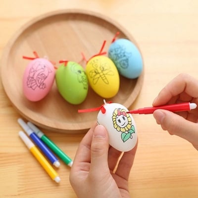 Picture of DIY Craft Egg Kids Educational Ornament Simulation Eggs Kids Painting Egg Toy Hand Painted Decorative Craft DIY Toy Multicolor 