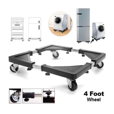 Picture of Movable Adjustable Base Stand Trolley for Washing Machine - load 138Kg black 
