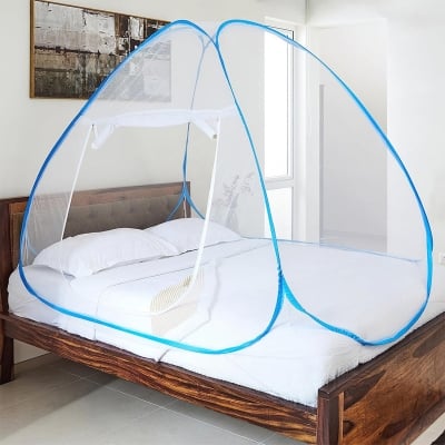 Picture of Mosquito Net Instant Double Bed Foldable Magic Mosari - Enjoy A Peaceful Night'S Sleep Instant And Foldable Mosquito Net For Double Beds Light blue 