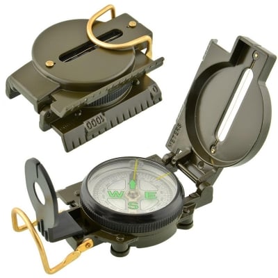 Picture of Lansagtic Compass Professional Multifunctional Metal Map Measure Distance Calculator for Hiking Camping Backing Deep green 