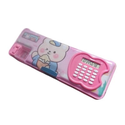 Picture of Magnetic Calculator pencile box Sharpener for Girls and Boys | Cartoon Printed Pencil Box Stylish Pencil And Accessory Cases For School 1 Pack Multicolor 