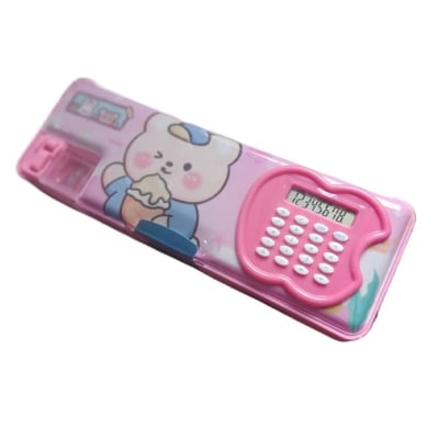 Picture of Multipurpose Calculator Pencil box magnetic double side with 2 sharpeners Multicolor 