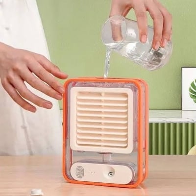 Picture of Desk Cooling Fan Spray Fan Summer Cooling Fan Quiet Cooling Air 3 Gear Wind Adjustment Colorful Ambient Light USB Mini Portable Summer Fan Stand Fan Desktop Fan For Room Office Multicolor 