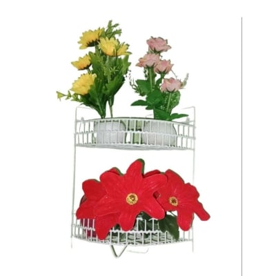 Picture of wall mounted Flower stand metal flower shelf wall decorations rack White 