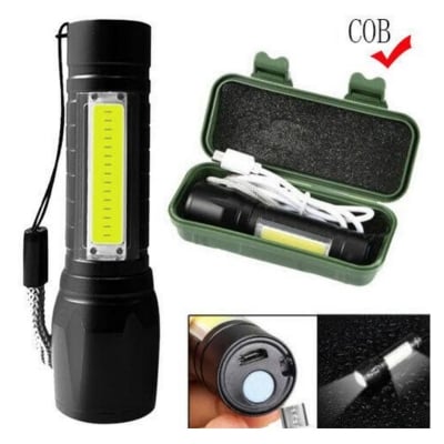 Picture of Telescopic Zoom Flash Ligh Xpe+COB Torch light Lamp Black 