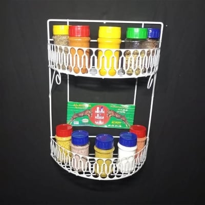 Picture of Modern Wall Mounted 2 Layer Hanging Kitchen Bathroom Metal Rack Bathroom Organizer Drying Rack - Kitchen Rack Multicolor 