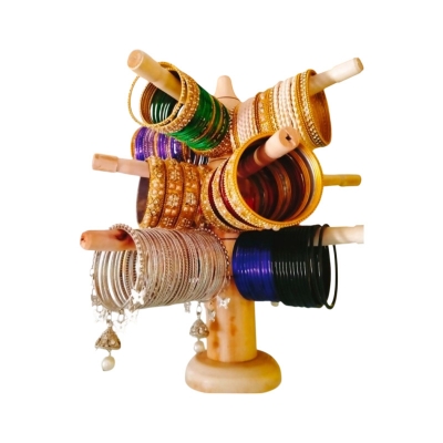 Picture of Wooden curi display rack Bengal stand for women Brown 