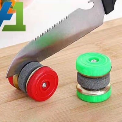 Picture of 2 pcs Mini kitchen Sharpener, Multifunction Round Grinding Wheels Sharpening Stone Household Kitchen Accessories Tool Portable Multicolor 