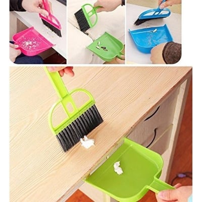 Picture of 2 Pcs Mini Dustpan with Brush Broom Set for Multipurpose Cleaning Drawer Cleaner, Laptops, Keyboards, Dining Table, Car Seats, Carpets Multicolor 