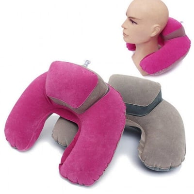 Picture of 3 in 1 Inflatable Neck Pillow Soft Travel Air Cushion Sleep Support for Bus Car Multicolor 