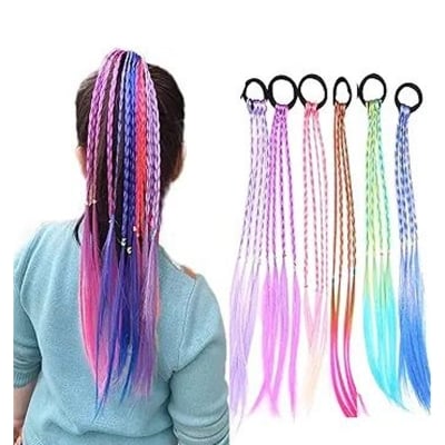 Picture of Colorful  Hair Wrap 3 Pcs String Braiding Hair Ties Hair Extensions Hair Rope Band Sturdy Rainbow String Gradient Color Braiding Yarn Strings for Women Girls Braids Hair Styling Accessories Multicolor 