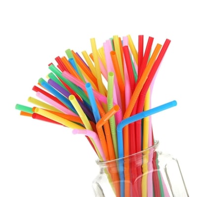 Picture of Drinking Flexible Straws 25 Colorful Disposable Extra Long Bendable Plastic Drinking Straws Multicolor 