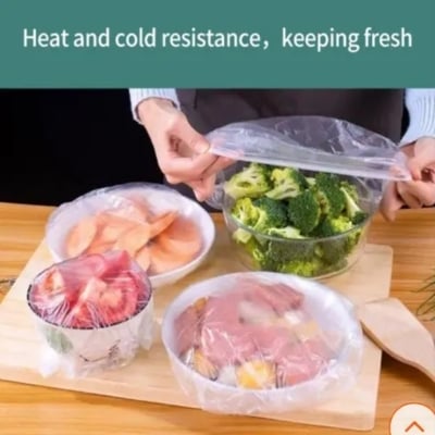Picture of 50 Pcs Food Cover Plastic Sheets Reusable Plastic Wrap For Kitchen Cling Film Cover Household Refrigerator Food Fruit Preservation Cover Dust proof Cover Fresh keeping Kitchen Accessories  