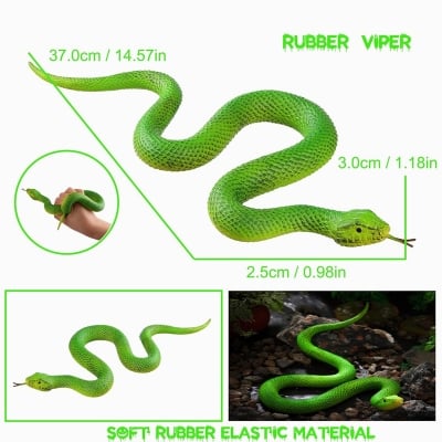 Picture of Realistic Snake Model Toy, 2Pcs Rubber Elastic Python Action Model Lifelike Snake Toy Figurines Prank Props Stress Relif Toys Educational Toys Birthday Gift for Kids Multicolor 